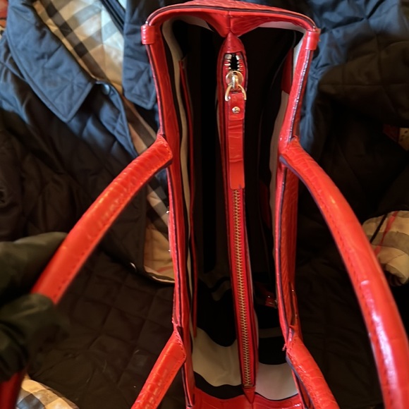 Red Kate Spade Pebbled Leather Satchel Handbag - Picture 6 of 14